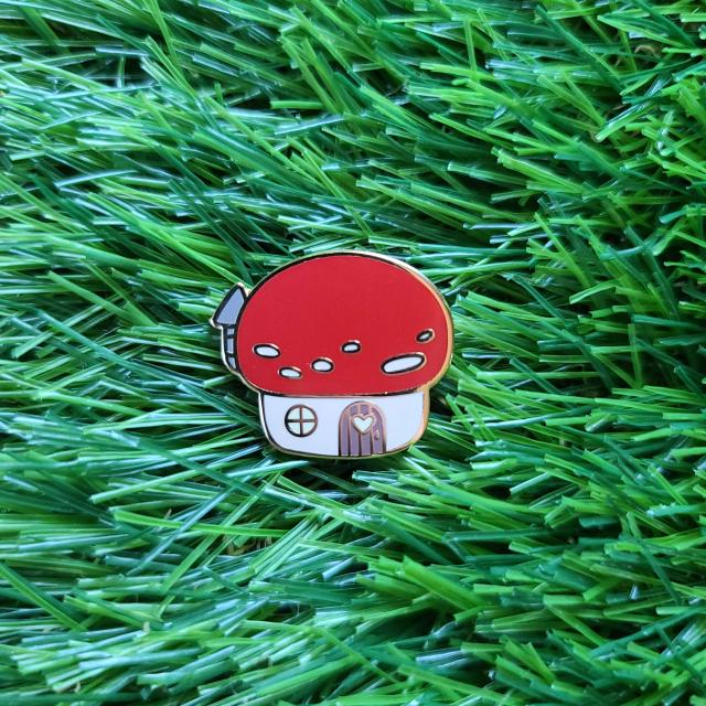 Mushroom House Enamel Pin