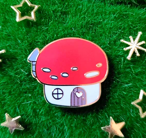 Mushroom House Enamel Pin