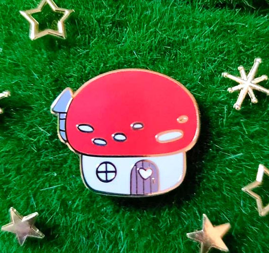 Mushroom House Enamel Pin